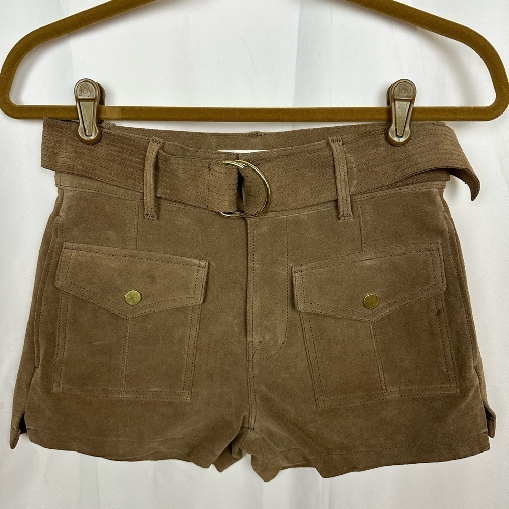 NWT Frame Brown Suede Leather Shorts Sz 25